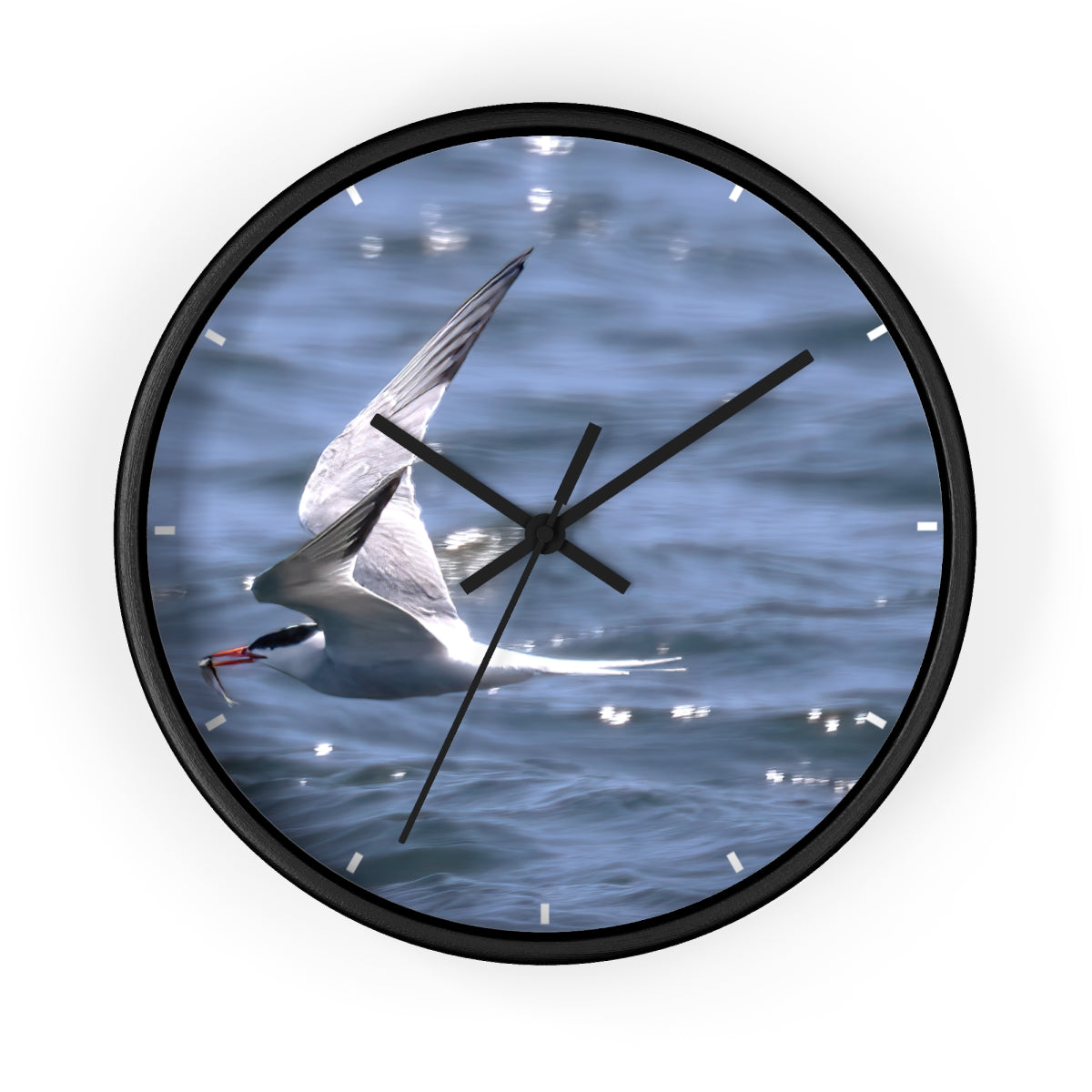 Tern with Lunch-in-Beak Wall clock