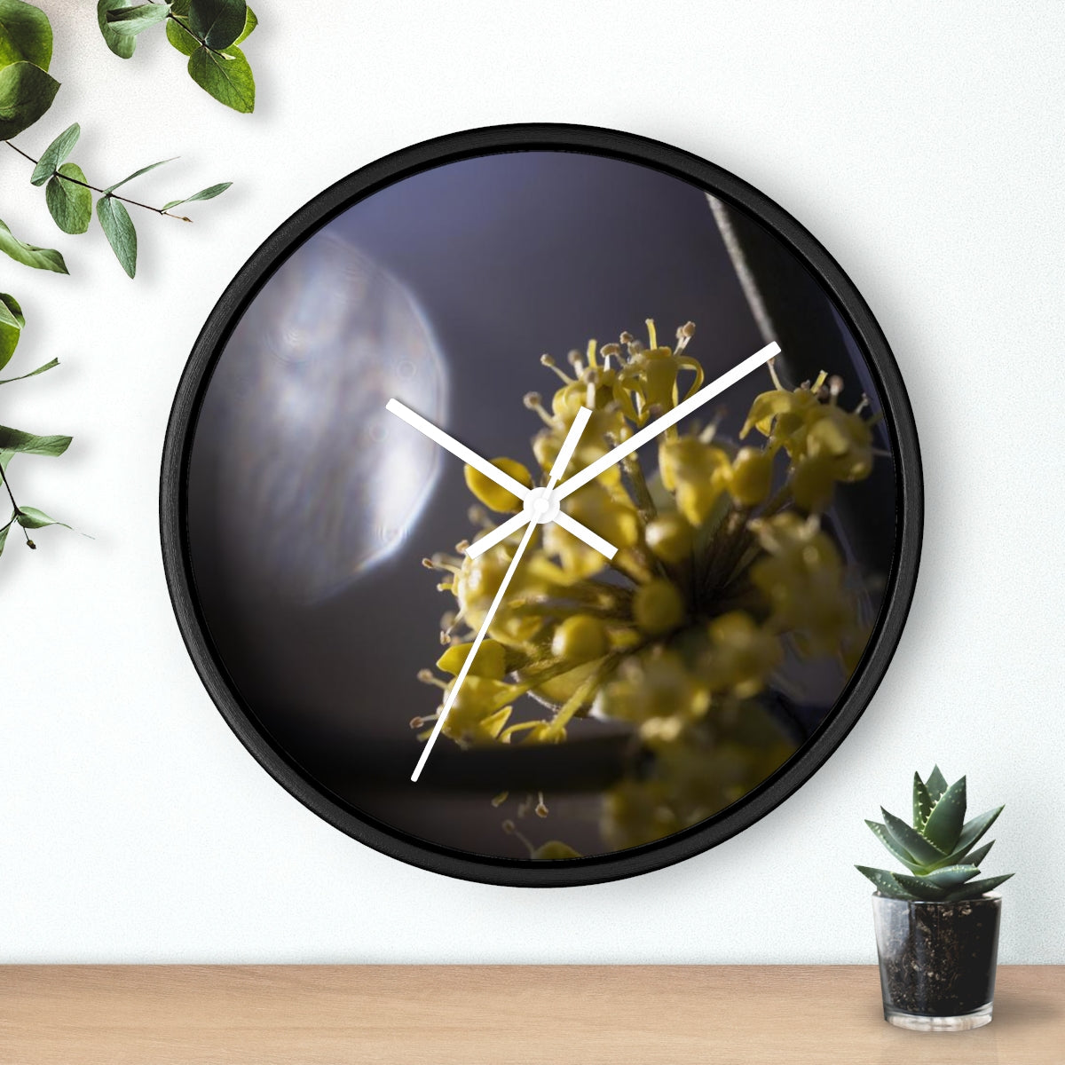 Yellow Buds and the Morning Sun.Wall clock