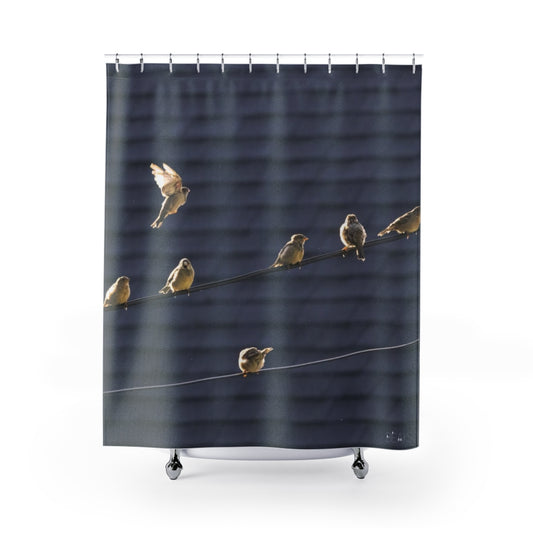Sparrows on the Wire Shower Curtain