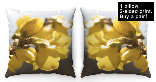 Yellow Bud Faux Suede Pillow