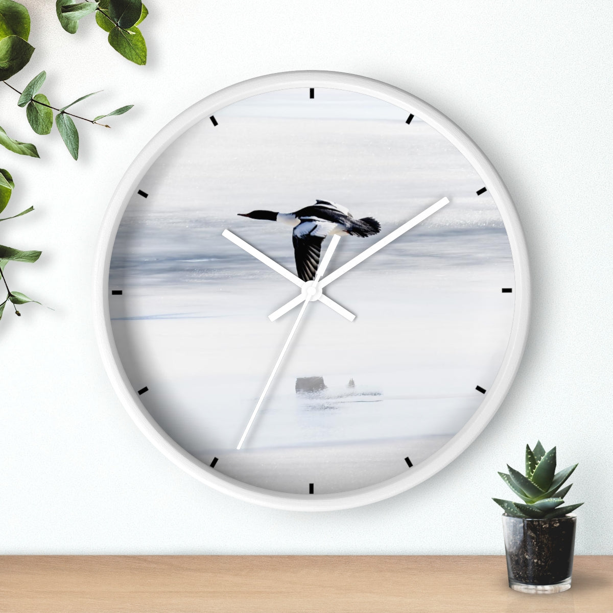 Merganser on Ice Wall clock