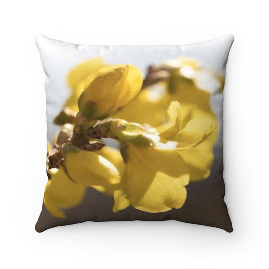 Yellow Bud Faux Suede Pillow